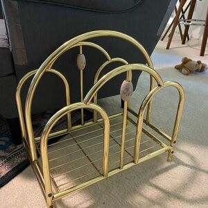 Brass Vintage Magazine Rack or Vinyl Rack
